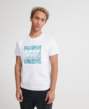 Superdry Japan Tie Dye Block Férfi Pólók Fehér | UFVIZ2791